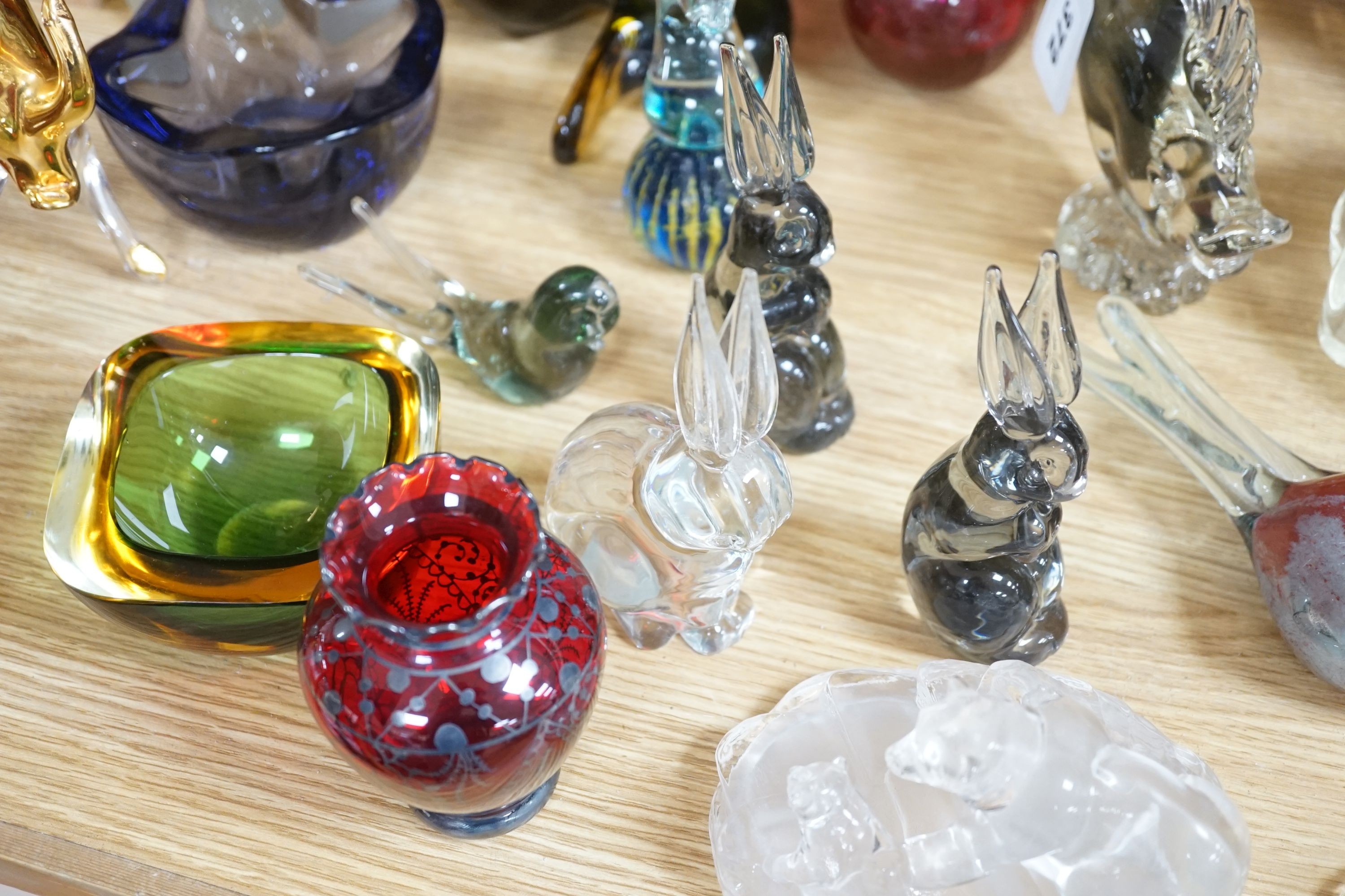 A large group of mostly Murano and Murano style glass